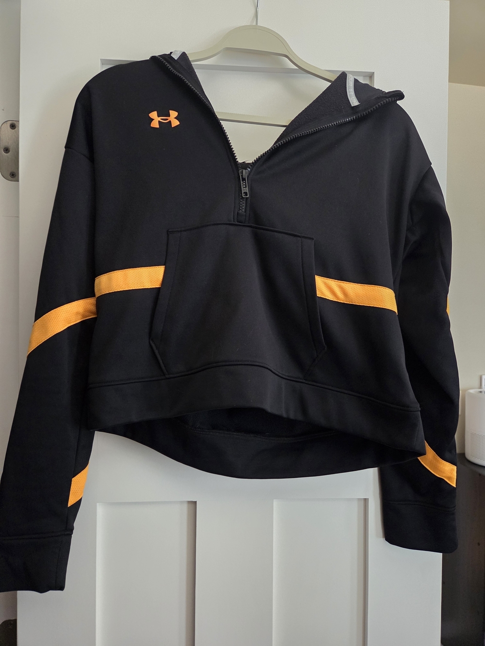 Under Armour Black Half-Zip Hoodie with Orange Accents